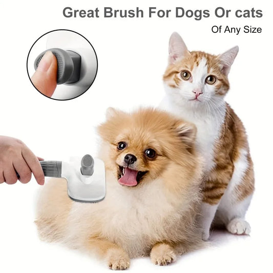 2-in-1 Pet Grooming Brush - Massaging Deshedder, Easy Cleanup
