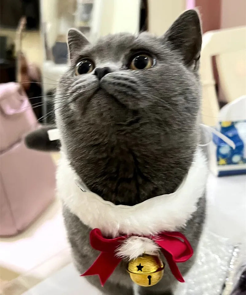 Christmas Theme Cat/Dog Collar, Scarf Bow Bell, Easy To Clean, Collar Warm, Cat And Dog Christmas Jewelry Accessory