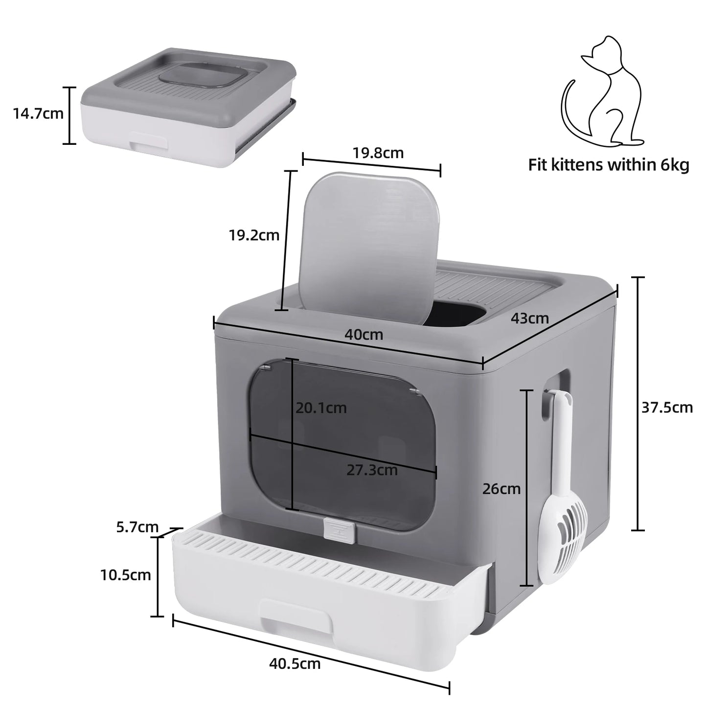Modern Cat Litter Box, Cat House, Furniture, Detachable Kitten Cat Potty, Self Cleaning Hidden Toilet with Portable Scoop Drawer