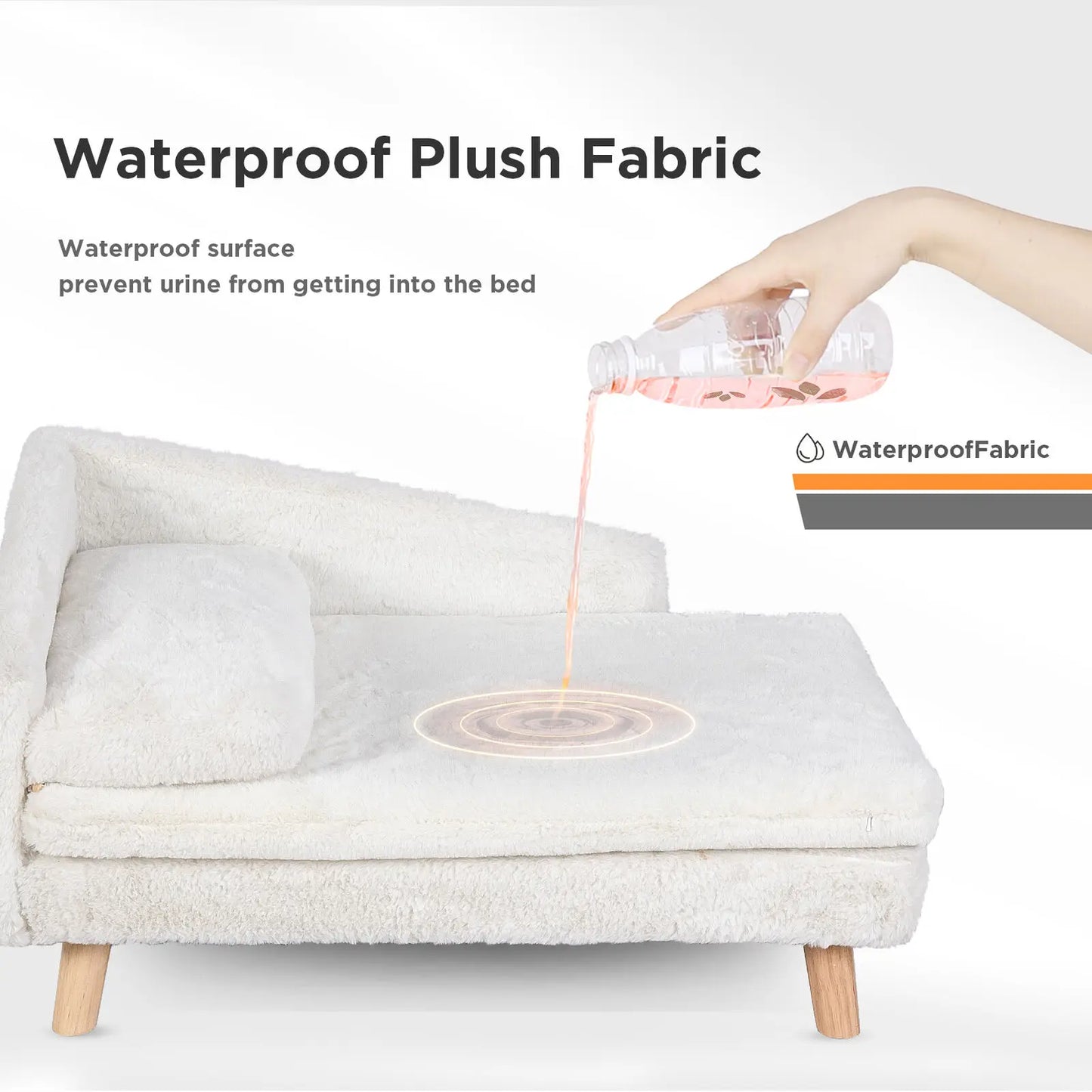 Elevated Pet Bed, Solid Wood Leg, Dog/Cat Sofa for Indoor, L Shape Plush Couch, Lounge with Soft Cushion