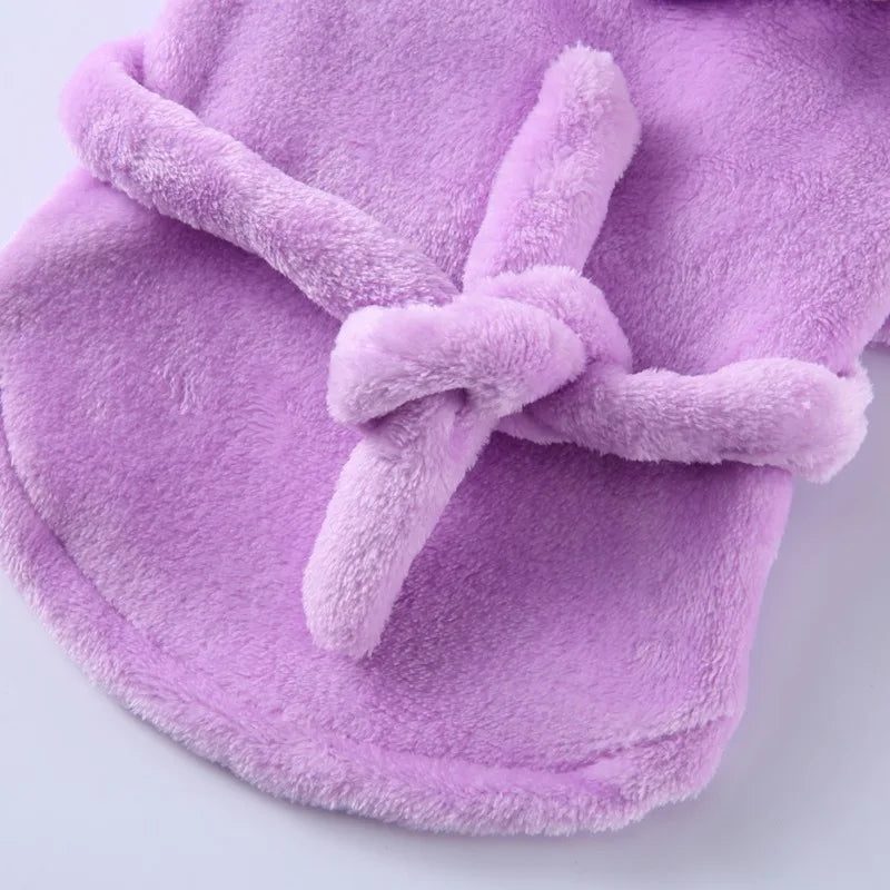 Pet Dog Bathrobe with Hood, Dog Pajamas, Sleeping Clothes, Soft Pet Bath Drying Towel, Clothes For Puppy Dogs Cats, Coat, Pet Supply