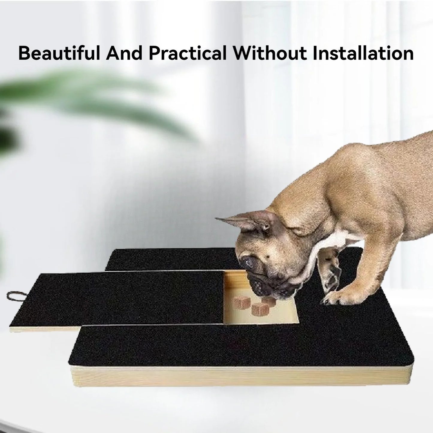 Nail Scratch Board, Wood Scratch Pad for Nail, Dogs with Treat Box, Stress Free Dog Scratch Pad for Nails, Nail File Board for Puppy