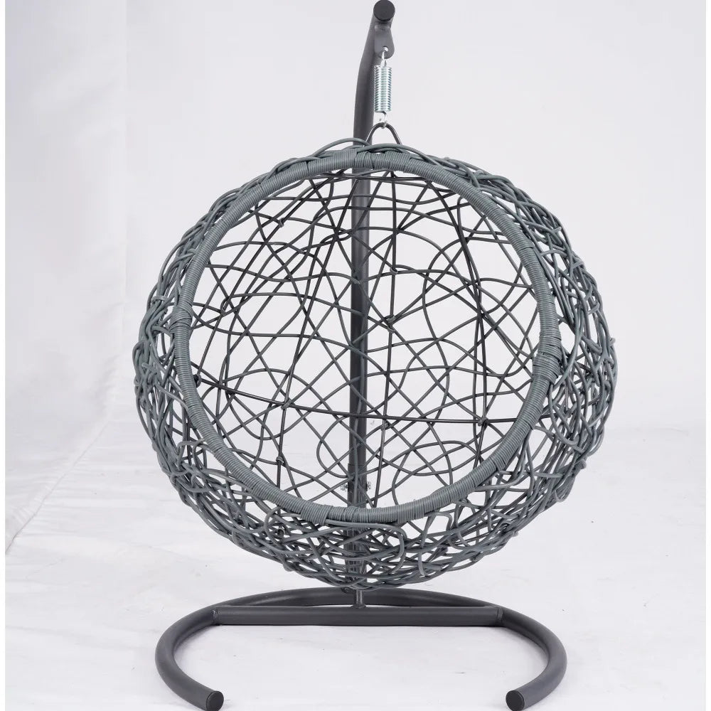 Cat Swing Bed with Stand & Cushion, Cat Egg Chair with Rattan Wicker Appearance, Indoor Hanging Swinging Cat Bed