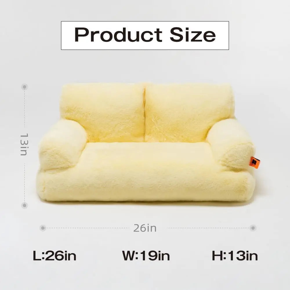 Pet Couch Bed 26×19×13 Inch, Washable Cat Bed, for Medium Small Dogs Cats up to 25 lbs, Fluffy Cat Couch Black White