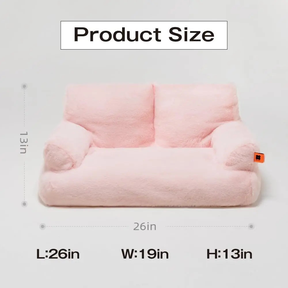 Pet Couch Bed 26×19×13 Inch, Washable Cat Bed, for Medium Small Dogs Cats up to 25 lbs, Fluffy Cat Couch Black White
