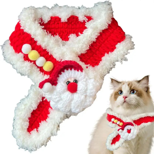 Pet Knitted Scarf, Holiday/Christmas Dog Bandanas, Adjustable, Dog Winter Neck Warmer