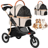 Pet Stroller, Premium 3-in-1 Large Dog Stroller for Cats/Dogs with Detachable Carrier, Zipperless Dual Entry, Foldable Jogging