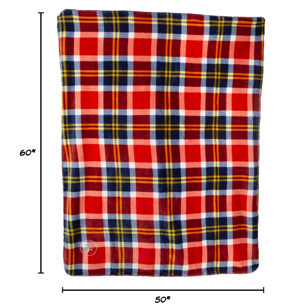 Waterproof Reversible Pet Blanket, Furniture Protector, Soft Sherpa Plaid Throw, Machine Washable, Dogs Cats Travel Home