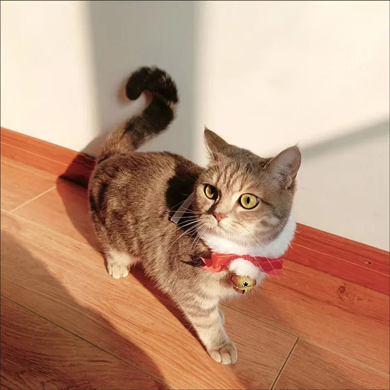Christmas Theme Cat/Dog Collar, Scarf Bow Bell, Easy To Clean, Collar Warm, Cat And Dog Christmas Jewelry Accessory