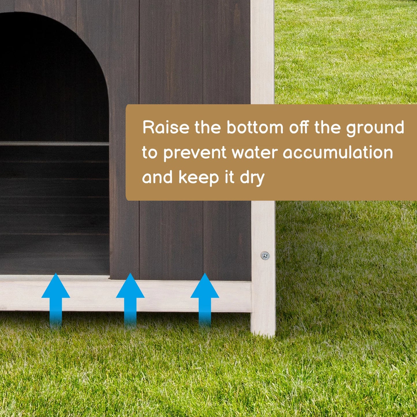 Large Luxury Cat Villa, 2-Story Wooden Feral Cat House, Dog House for Outdoor and Indoor, Pet House with Stairs, Grey & White