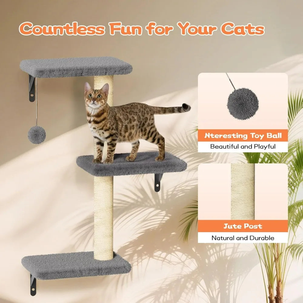 Cat Wall Shelves, Stable & Safe , 6 in 1 Wooden Cat Climber Walls