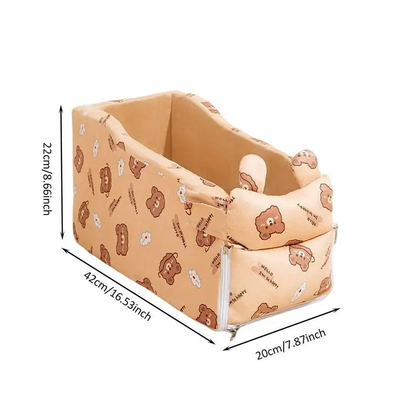 Soft Console Dog Car Seat, Pet Booster, Comfortable Pet Armrest Seat, Non-Slip, Interactive Pet Seat, Travel Carrier Cage