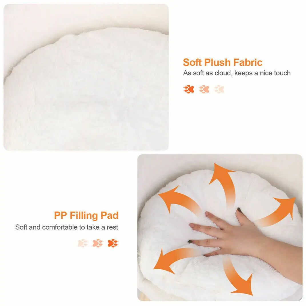 Luxury Soft Cat/Dog Bed, Warm Plush Fabric, Pet Nesting Chair/Bed, Washable Couch Wood Legs with Cushion Pad, For Small Pets