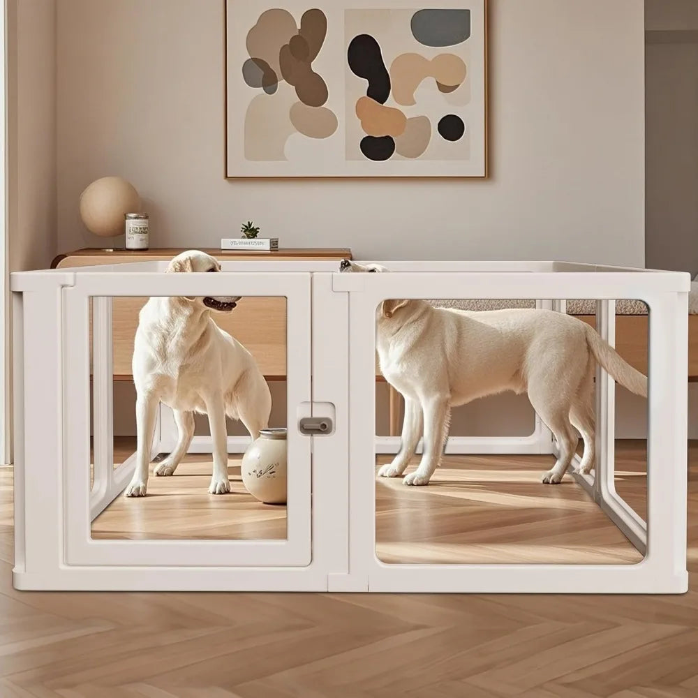 Citylife Dog Playpen with Door, Clear Pet Playpen for Indoor/Outdoor, Easy to Install and Remove, Puppy Playpen for Dogs, Cats, Other Small Pets