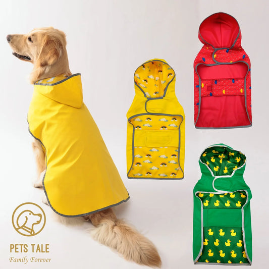 All Weather Dog Raincoat, Dual-Sided Waterproof Coat, Polyester Fiber PU Coating, Quick-Adjust Velcro Closure