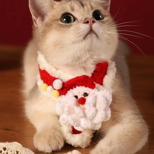 Pet Knitted Scarf, Holiday/Christmas Dog Bandanas, Adjustable, Dog Winter Neck Warmer