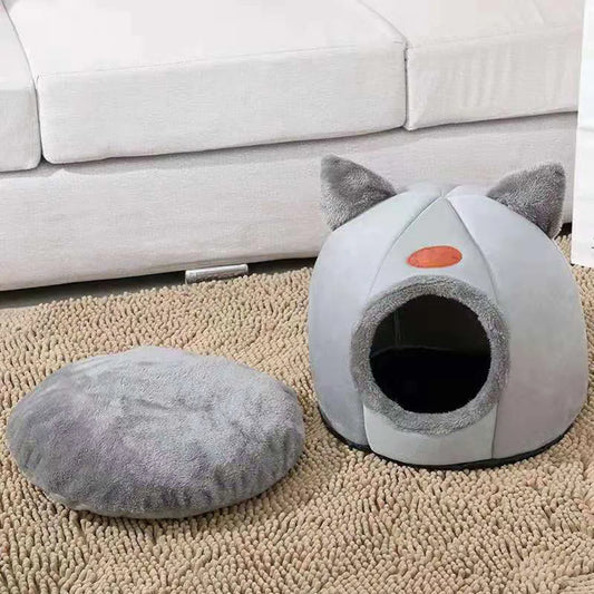 Pet Bed With Cat Ears, Cat Bed for Small Medium Large Cats, Keep Warm in Winter,  Comfortable and Soft, Machine Washable