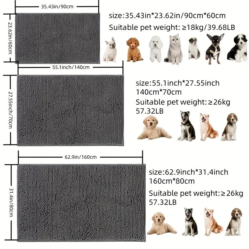 Dog Door Mat For Muddy Paws, Absorbs Moisture And Dirt, Absorbent Non-Slip Washable Mat, Quick Dry Microfiber, Mud Mat For Dogs,