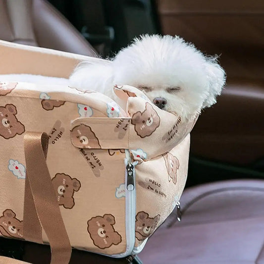 Soft Console Dog Car Seat, Pet Booster, Comfortable Pet Armrest Seat, Non-Slip, Interactive Pet Seat, Travel Carrier Cage