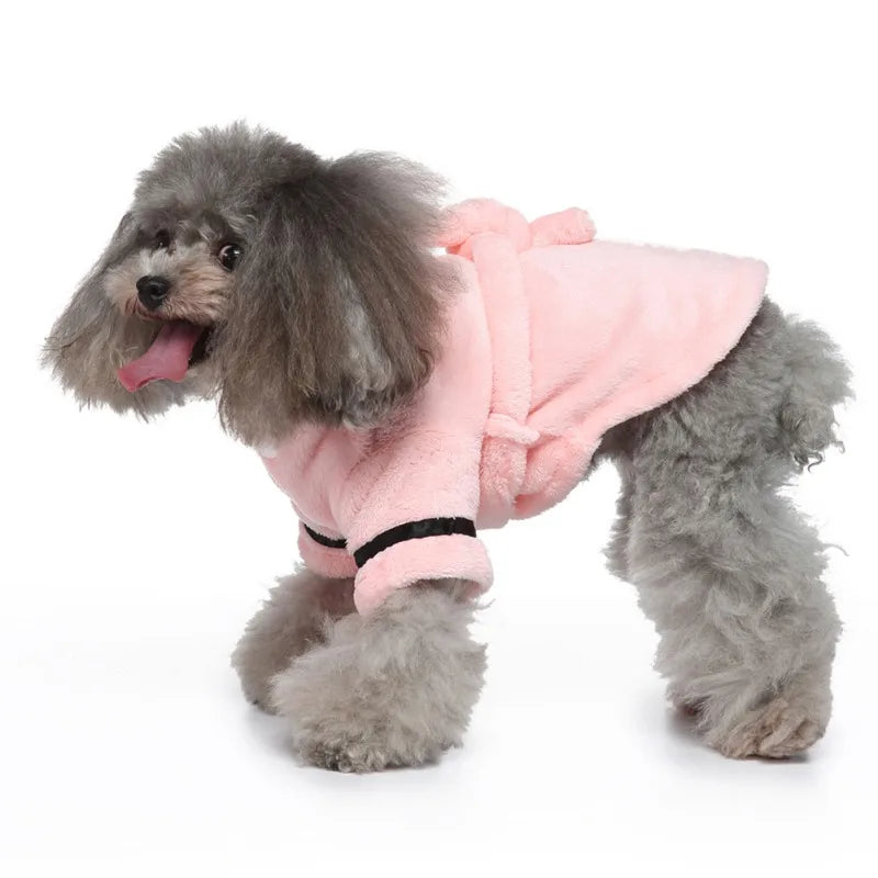 Pet Dog Bathrobe with Hood, Dog Pajamas, Sleeping Clothes, Soft Pet Bath Drying Towel, Clothes For Puppy Dogs Cats, Coat, Pet Supply