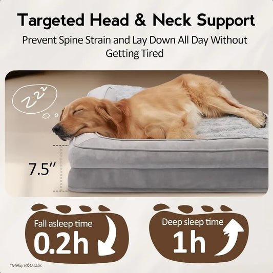 XL Orthopedic Dog Bed, EggCrate Memory Foam, Dog Beds with Removable Washable Cover, Waterproof Pet Beds, NonSlip Bottom