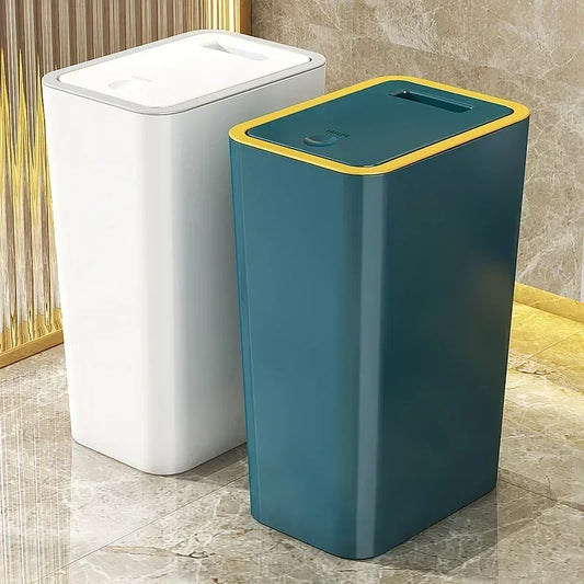 10L Odor Proof Trash Can, One-Touch Modern Design, Durable Plastic, Bathroom, Kitchen, Space Saving & Leakproof