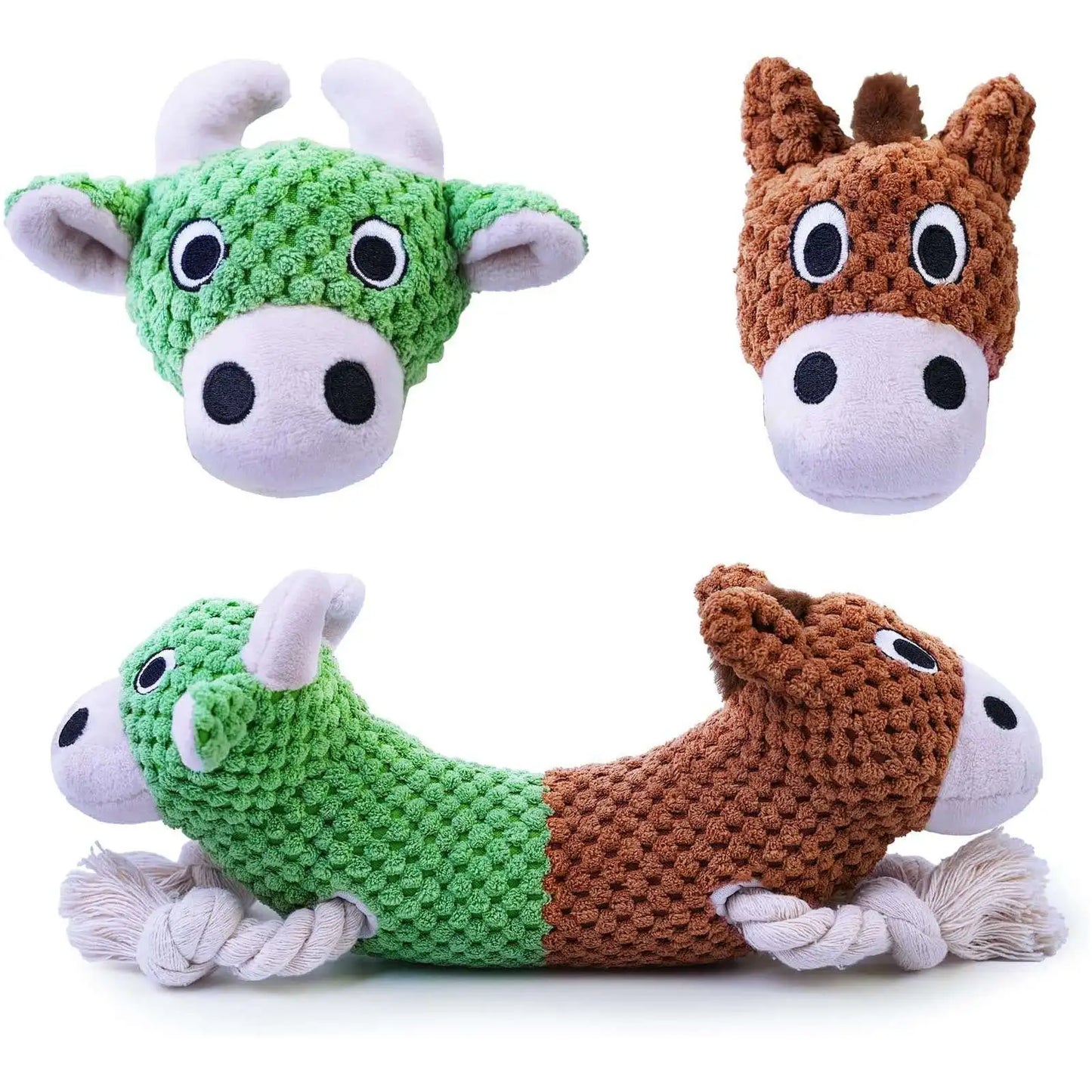 Plush Squeaky Chew Dog Toy, Double Headed