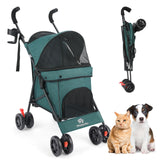 Pet Dog Stroller, 4 Wheels Puppy Stroller, Wheels Rotate with Brakes, Storage for Dogs Cats Travel, Pet Supplies Outdoor