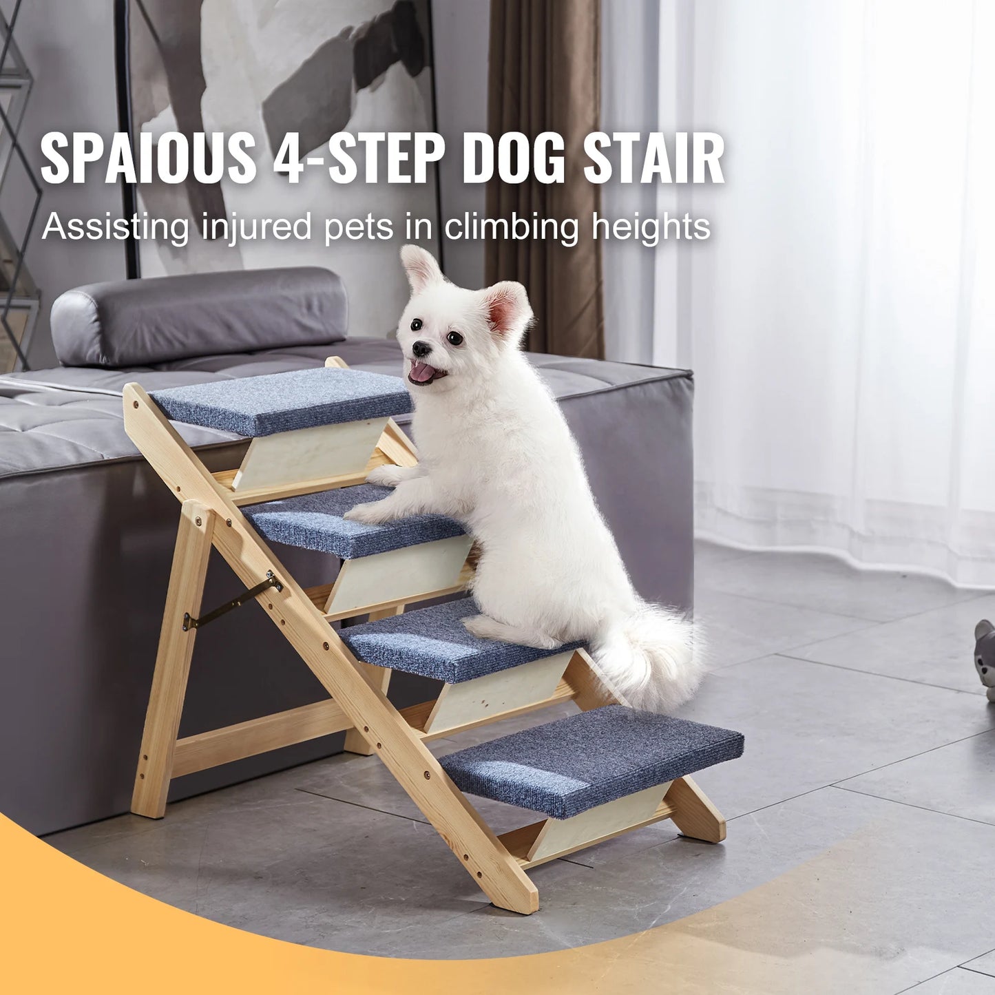 Wooden Pet Steps/Ramp Combo, Foldable, Fabric Covered