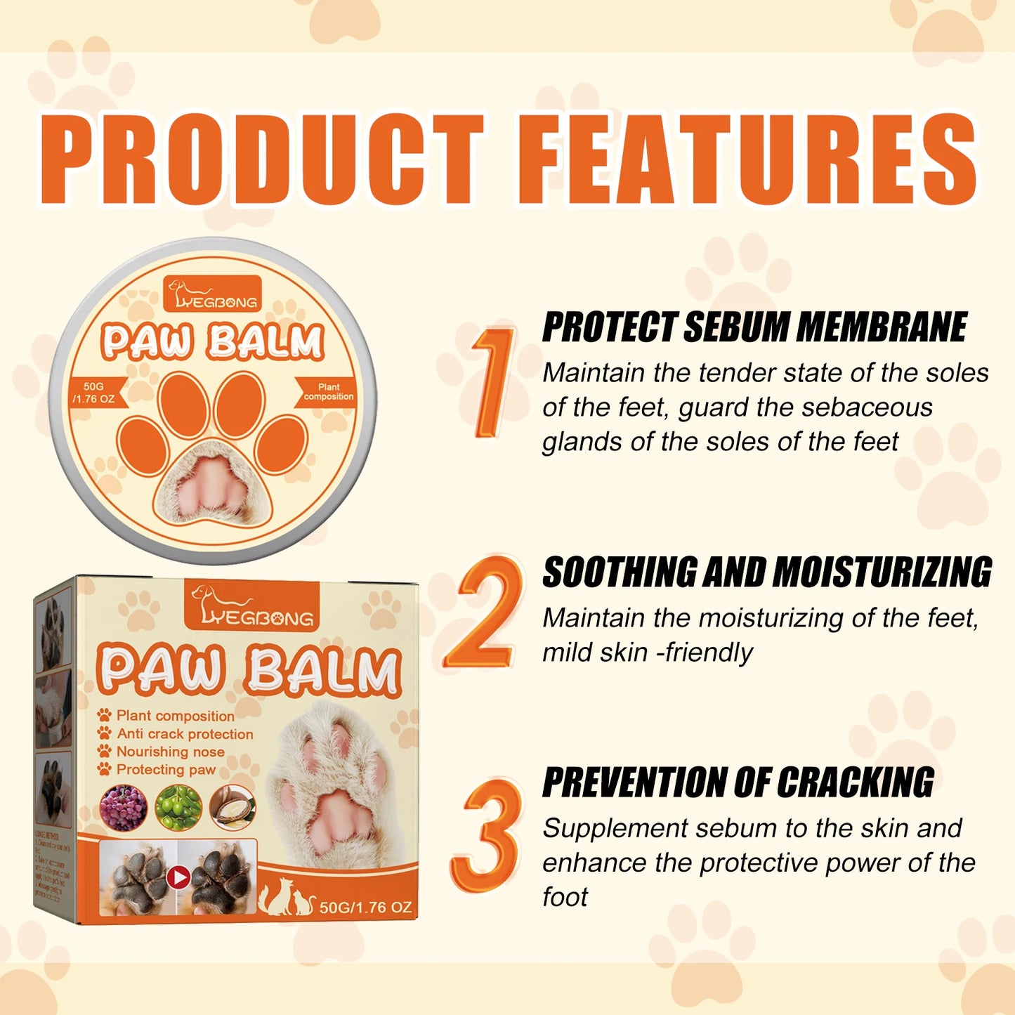 Pet Paw Repair Balm, Moisturizes Dry Paw Pads, Repairs Cracked Skin, Calms Redness/Discomfort, Paw Pad Rescue Cream For Dog and Cat