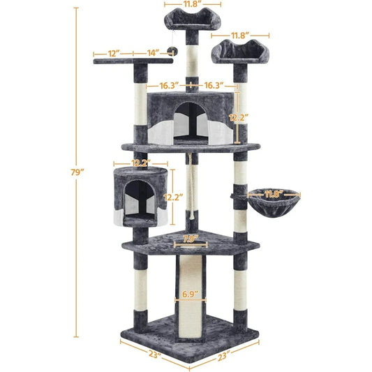 Tall Indoor Cat Tower, Multiple Cats, Many Levels