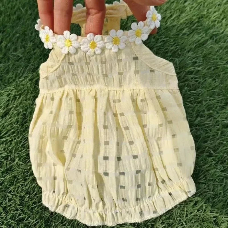 Breathable Small Soft Dog Clothing, Dress Yellow Daisy Girl, Cute Mascots Clothes, Thin Summer Costume for Small Pets