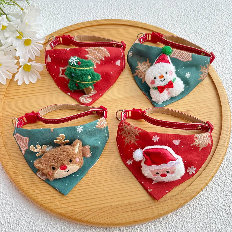 New Christmas Dog Triangle Scarf, Cat & Dog Adjustable Xmas Collars, Pet Dress Up Accessories, Santa Claus