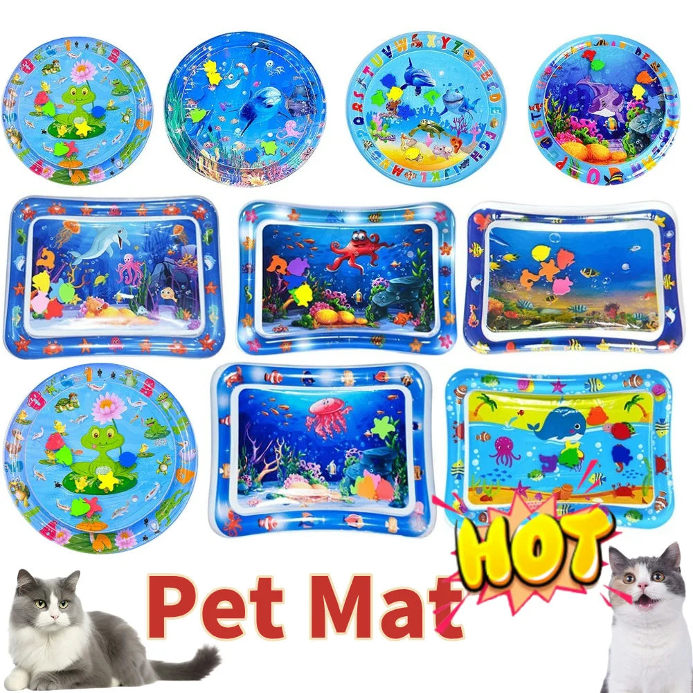 Pet Tummy Time Mat, Premium Cat Play Mat, Inflatable Water Play Mat, Interactive Baby Toys for Sensory Development