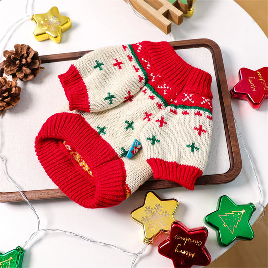 Christmas Reindeer Dog Sweater, Winter Holiday Pet Clothes, Small Dogs, Girl Boy Festive, Xmas Tree Design, Cozy Knit Warm Coat