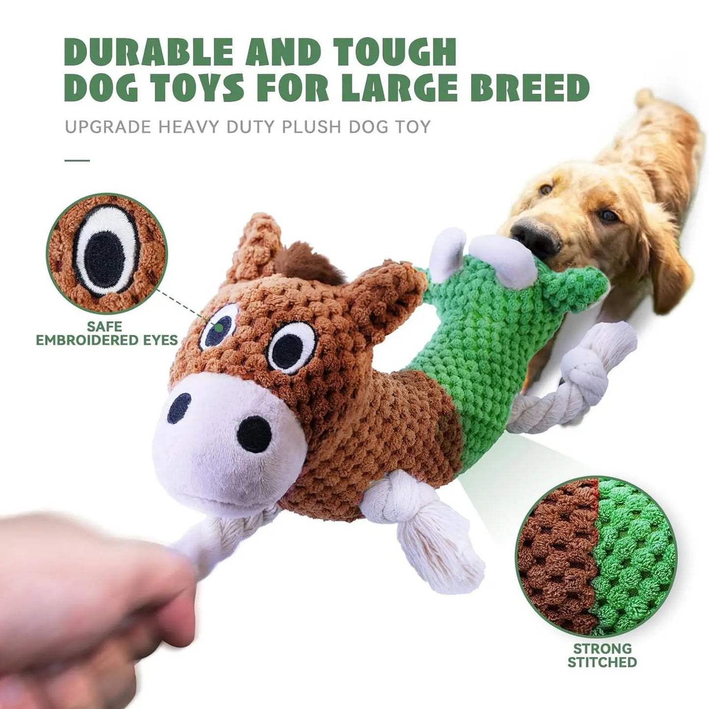 Plush Squeaky Chew Dog Toy, Double Headed