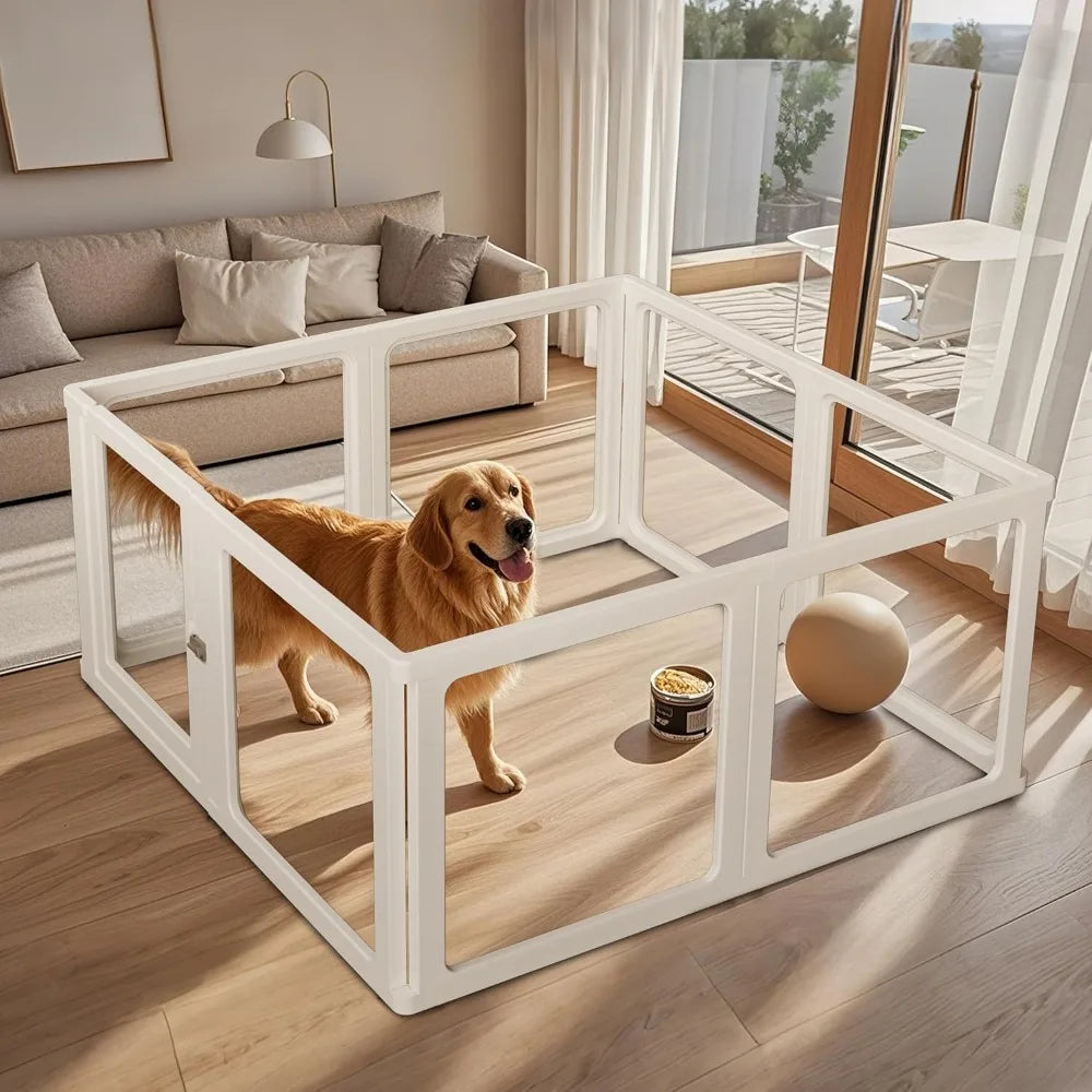 Citylife Dog Playpen with Door, Clear Pet Playpen for Indoor/Outdoor, Easy to Install and Remove, Puppy Playpen for Dogs, Cats, Other Small Pets
