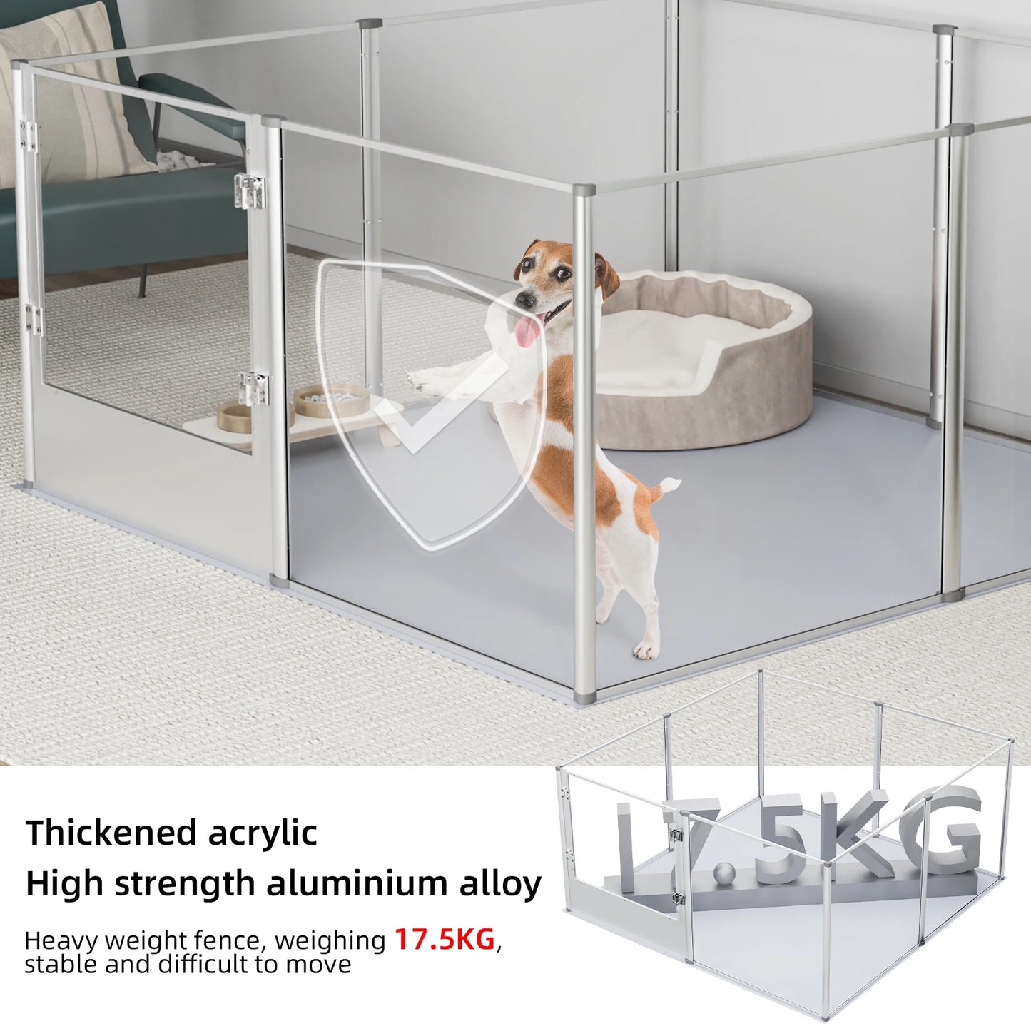 Acrylic Dog Playpen Fence, Pet Clear Exercise Play Pen, Whelping Box with Waterproof Fertility Pad, for Cats, Dogs, Kittens, Puppies