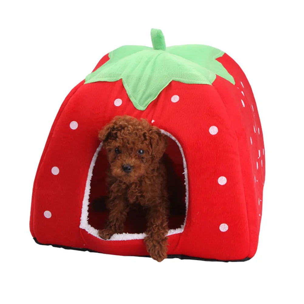 Fashion Cushion Basket, Soft Strawberry Pet Dog/Cat House, Pet Tent Dog House, Small Dogs, Puppies, Small Cats, Kittens