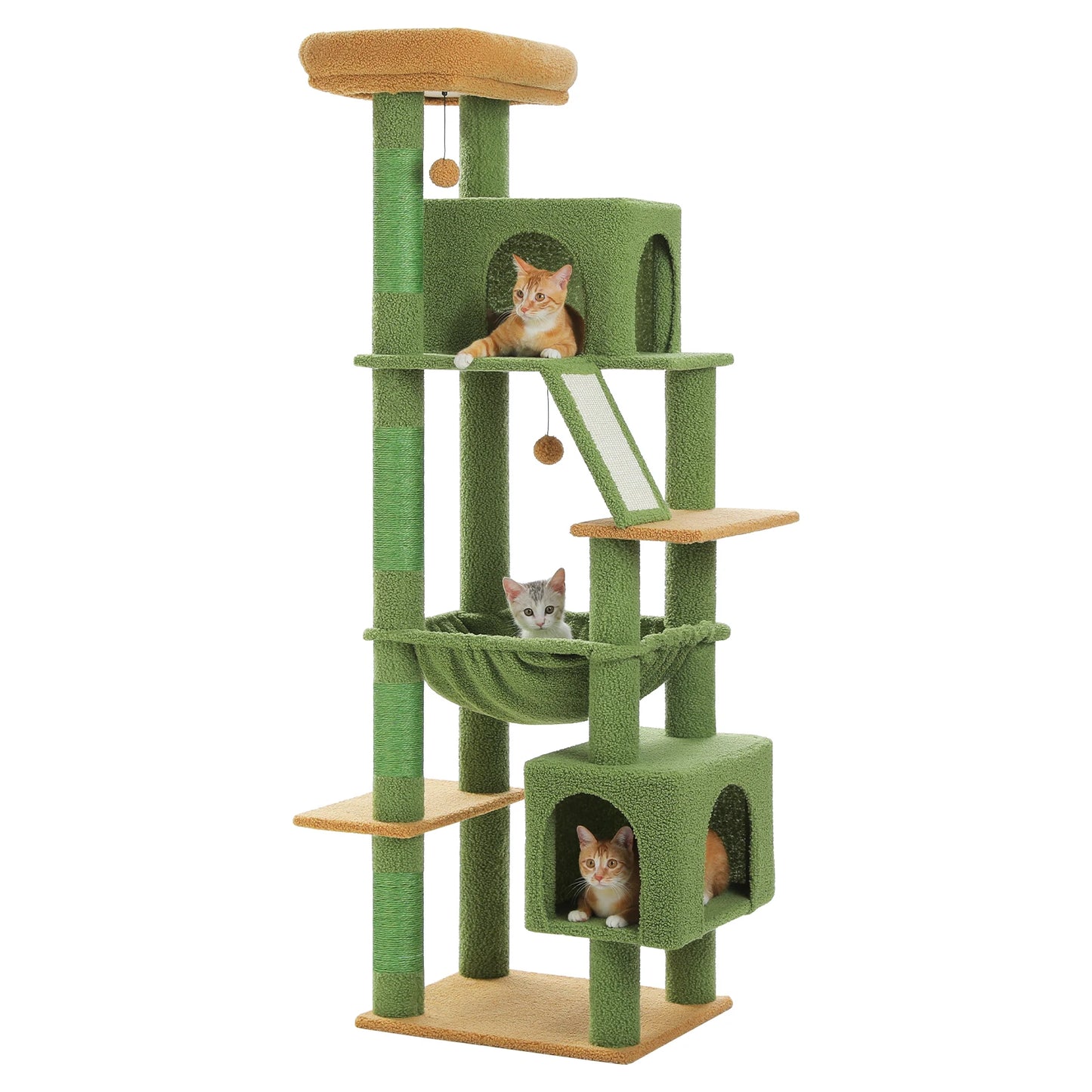 Tall Cat Tree for Large Cat with Large Hammock, Multi-Level Cat Tower with 2 Spacious Condos, Sisal Scratching Posts, Cat Toys