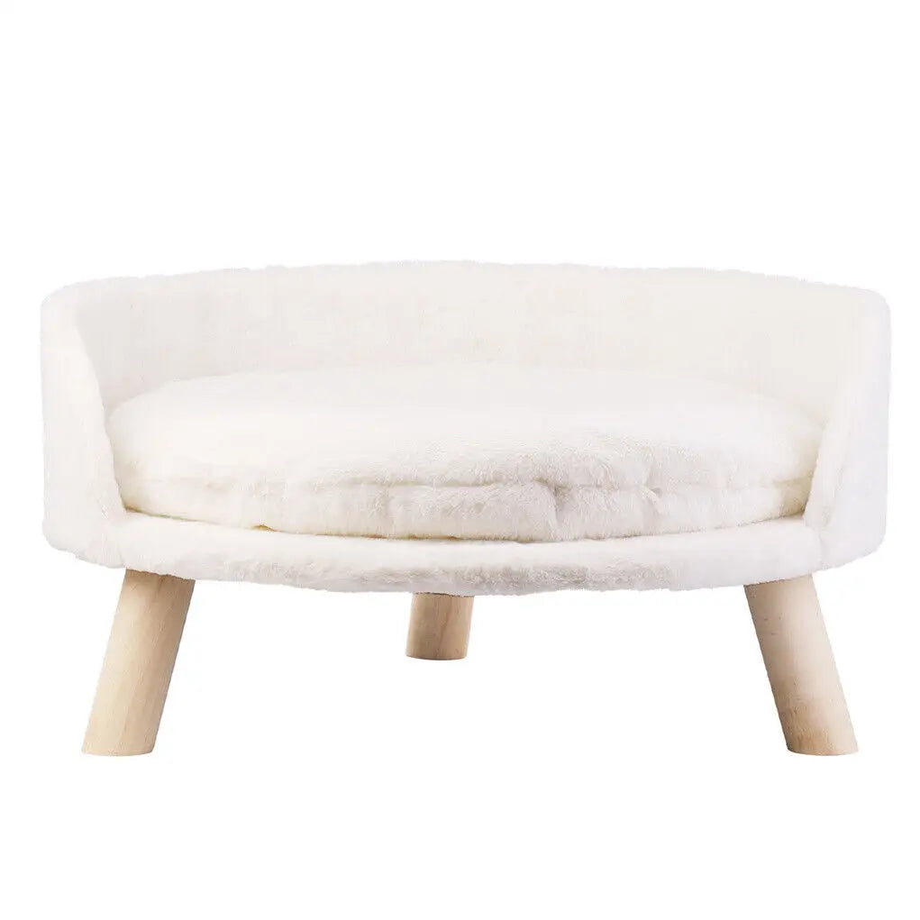 Luxury Soft Cat/Dog Bed, Warm Plush Fabric, Pet Nesting Chair/Bed, Washable Couch Wood Legs with Cushion Pad, For Small Pets