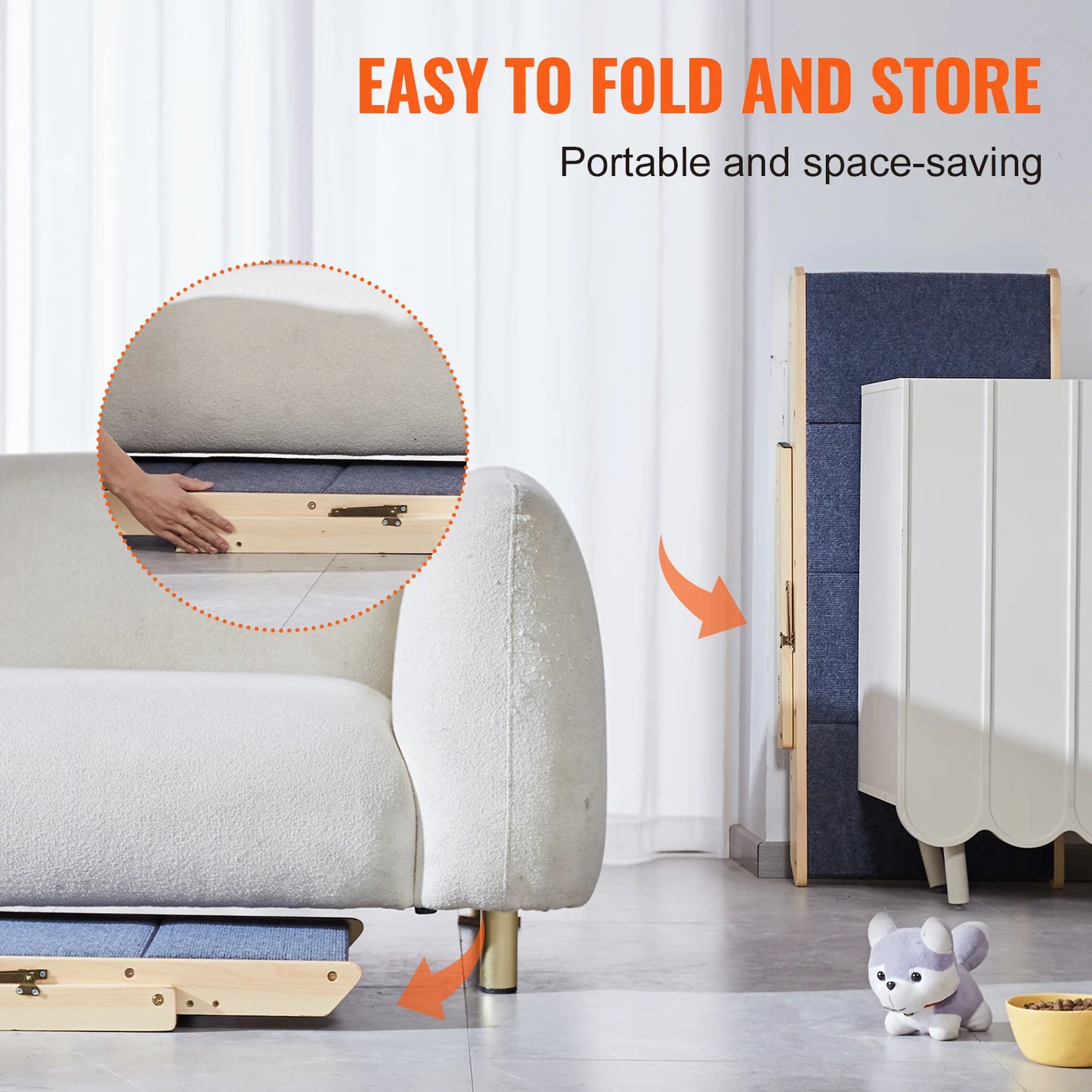 Wooden Pet Steps/Ramp Combo, Foldable, Fabric Covered