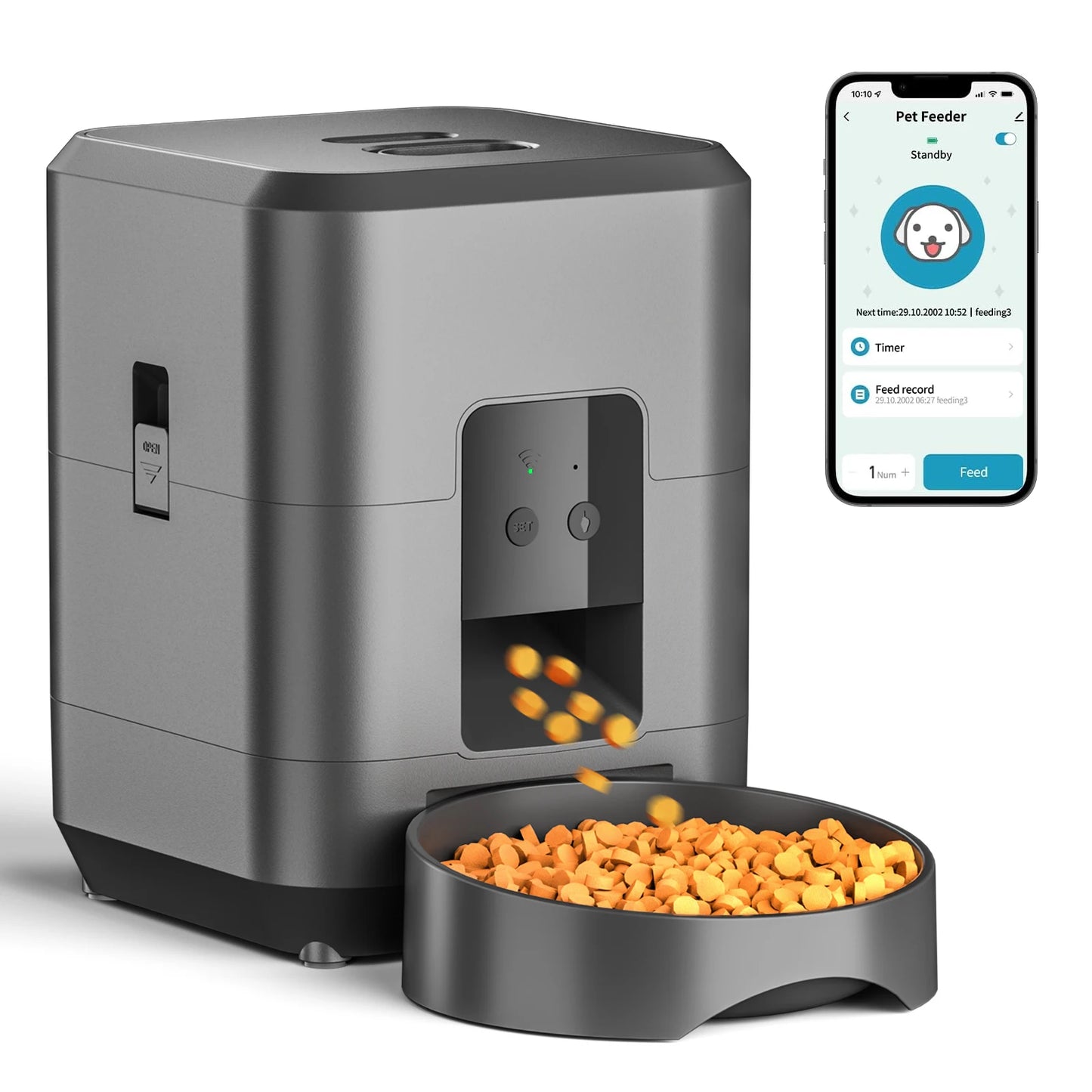 Cat Feeder, Automatic App Control, Timed Food Dispenser, Great Cat Lover Gift