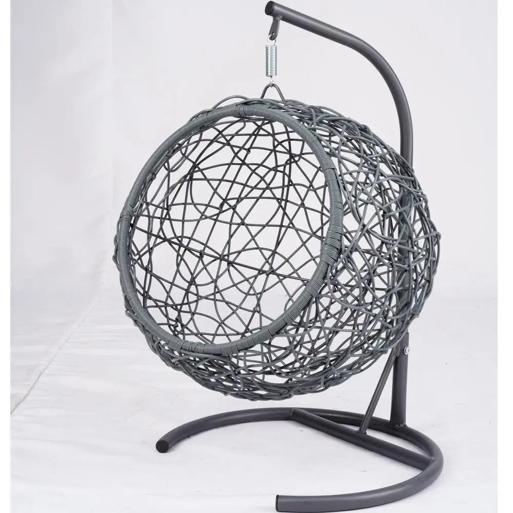 Cat Swing Bed with Stand & Cushion, Cat Egg Chair with Rattan Wicker Appearance, Indoor Hanging Swinging Cat Bed