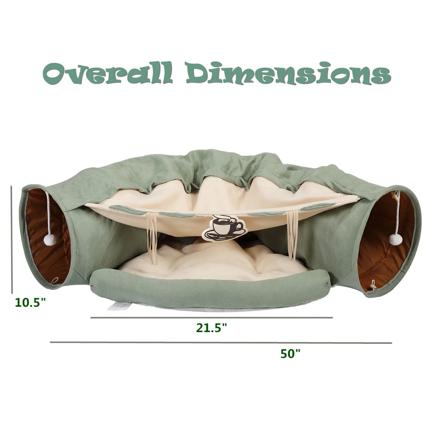 Cat’s Telescopic Cushioned Tunnel Bed, Pet Nest with Teasing Balls