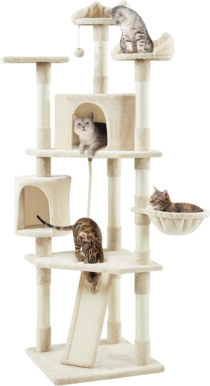 Tall Indoor Cat Tower, Multiple Cats, Many Levels