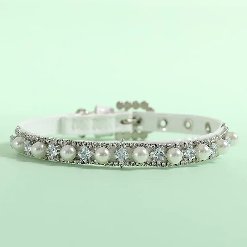 Luxury Puppy Kitten, Pearl Rhinestone Necklace, Collar for Cats, Small Dogs, Pretty Pet Accessories