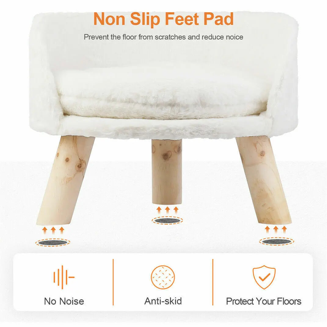 Luxury Soft Cat/Dog Bed, Warm Plush Fabric, Pet Nesting Chair/Bed, Washable Couch Wood Legs with Cushion Pad, For Small Pets