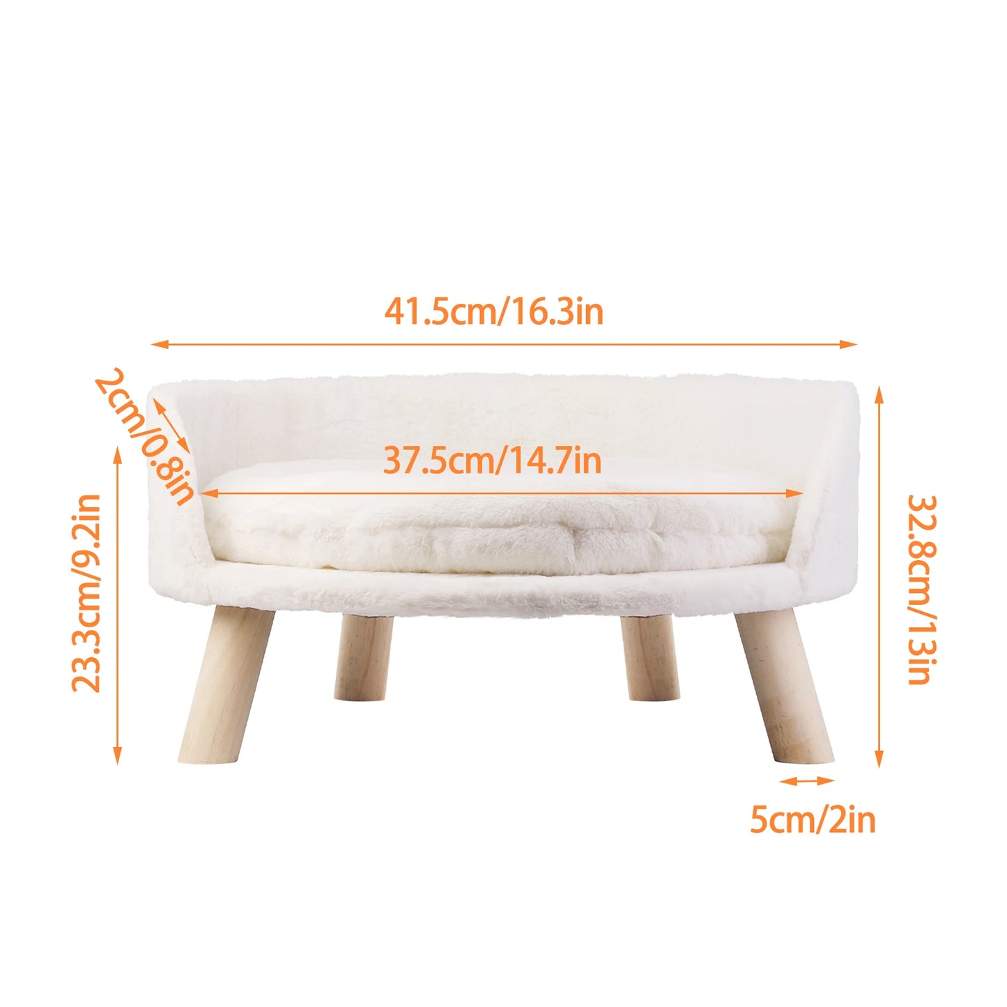 Luxury Soft Cat/Dog Bed, Warm Plush Fabric, Pet Nesting Chair/Bed, Washable Couch Wood Legs with Cushion Pad, For Small Pets