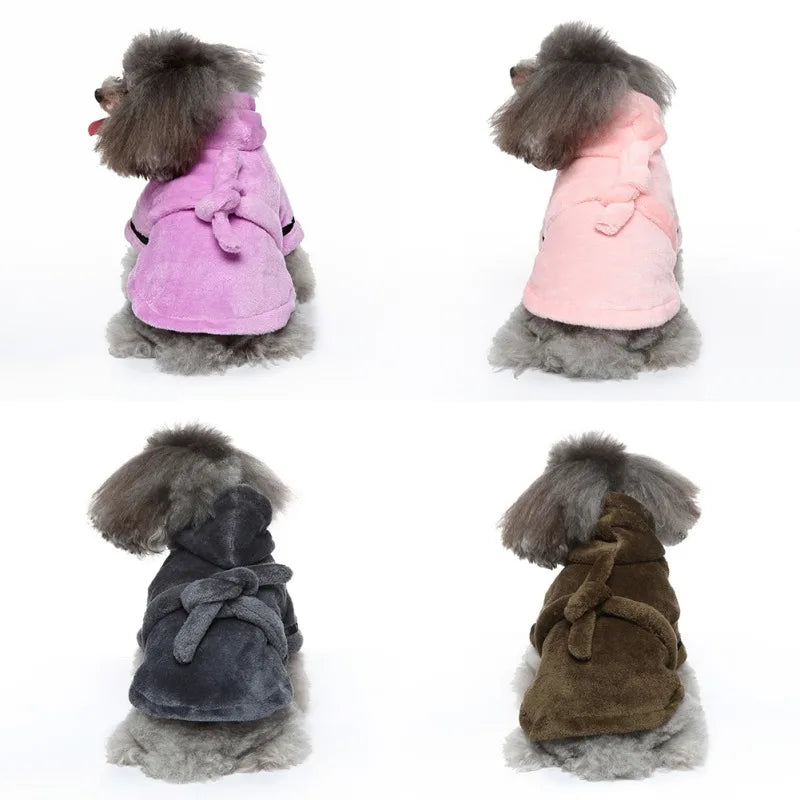 Pet Dog Bathrobe with Hood, Dog Pajamas, Sleeping Clothes, Soft Pet Bath Drying Towel, Clothes For Puppy Dogs Cats, Coat, Pet Supply